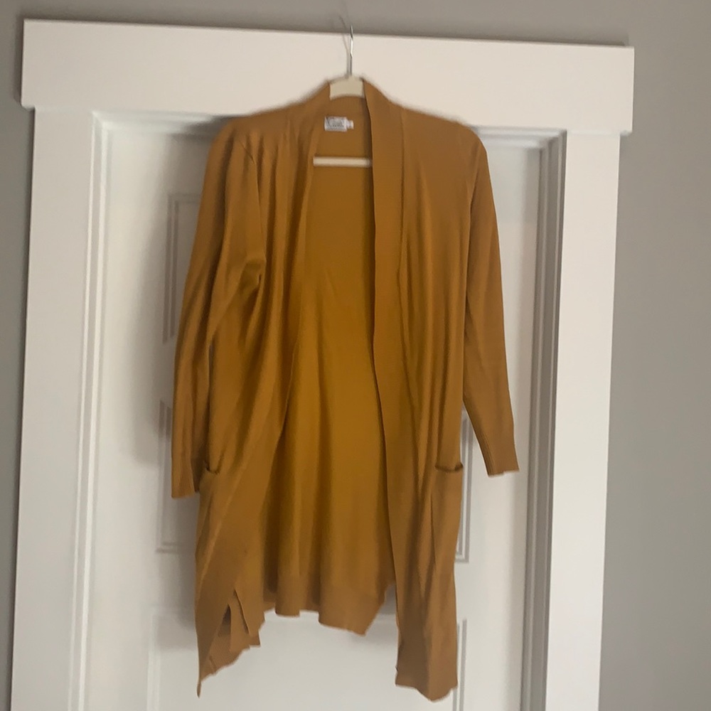 Light weight long cardigan. 37 inches long. Mustard color. Size large